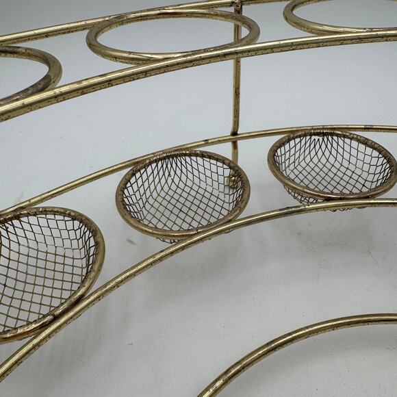 Vintage Buffet Serving Holder Gold Toned Metal Caddy 1980s - Picture 5 of 8